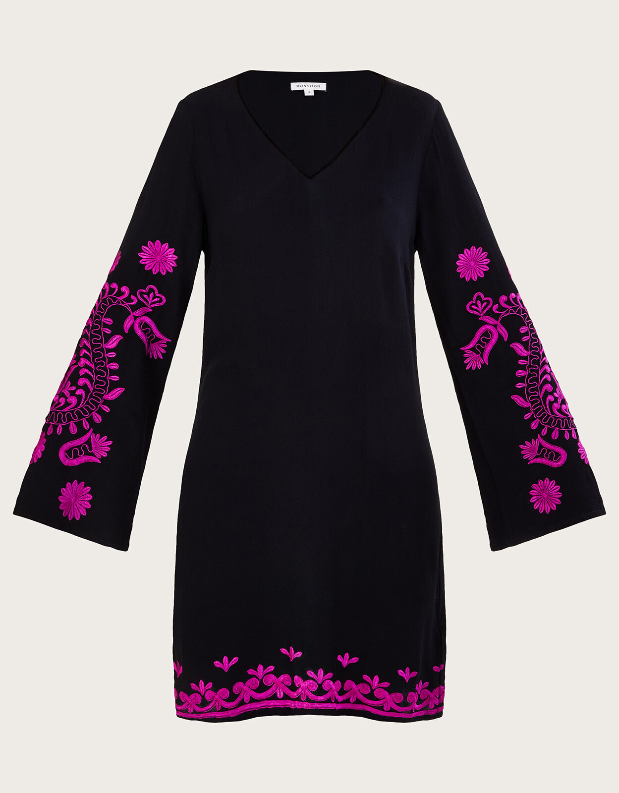 Christina Embroidered Tunic Dress Black