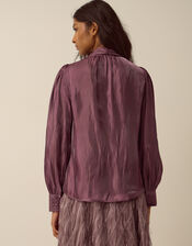 Mira Metallic Pussybow Blouse, Pink (DARK PINK), large