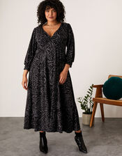 Mixed Animal Print Jersey Dress, Grey (CHARCOAL), large