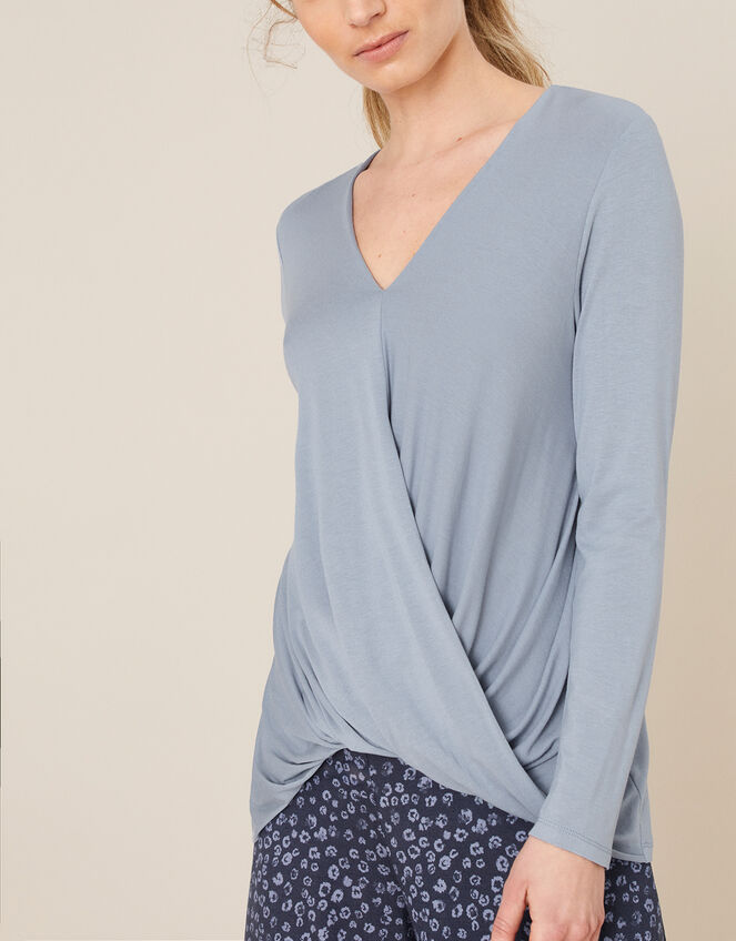 LOUNGE Wendy Jersey Wrap Top, Blue (BLUE), large