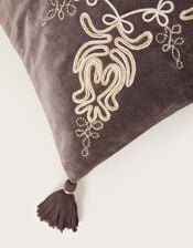 Embroidered Tassel Cushion, , large