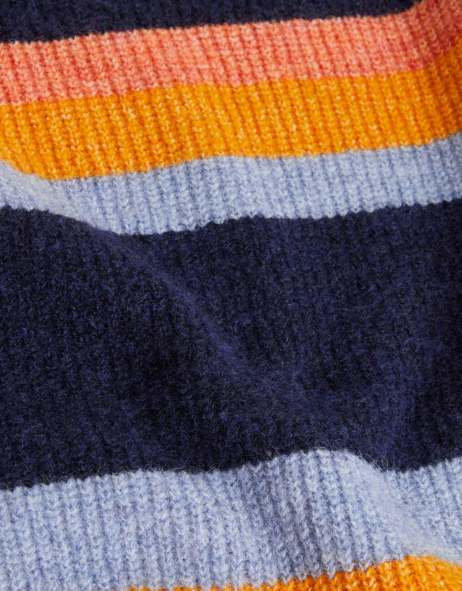 Stripe Colour Block Knit Jumper, Orange (ORANGE), large