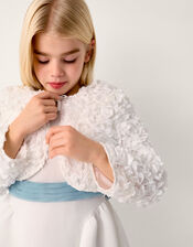 Appliqué Rose Cropped Jacket, Ivory (IVORY), large