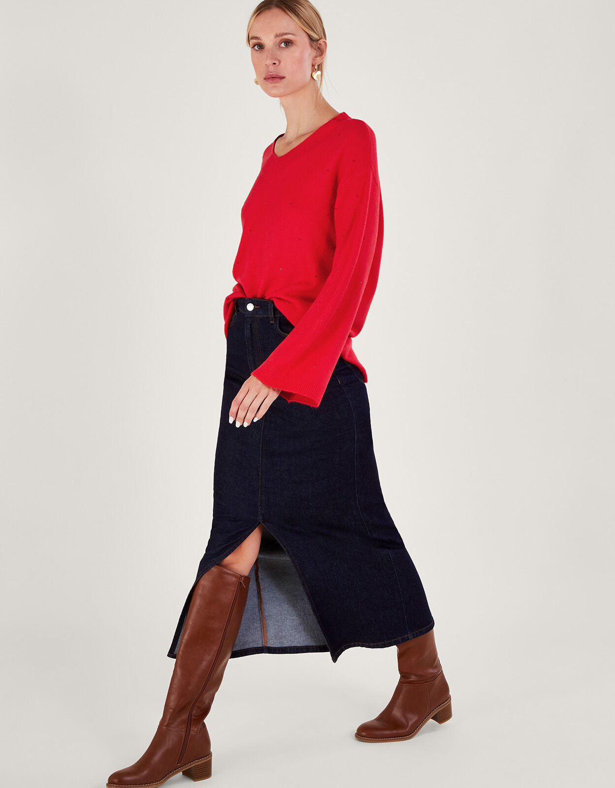 Red discount embellished sweater