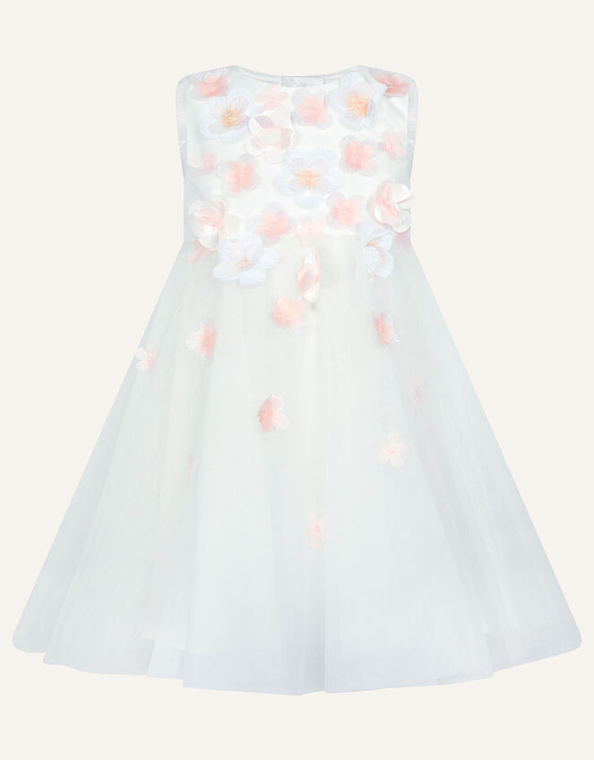 Baby Nola 3D Flower Dress, Ivory (IVORY), large