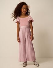 Quinn Velvet Pleated Jumpsuit, Pink (PINK), large