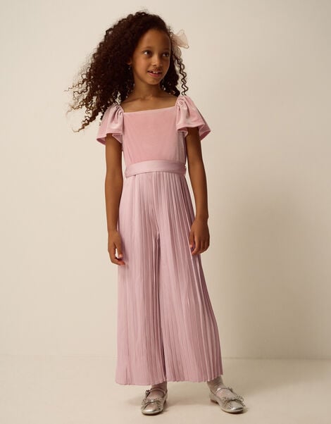 Quinn Velvet Pleated Jumpsuit, Pink (PINK), large