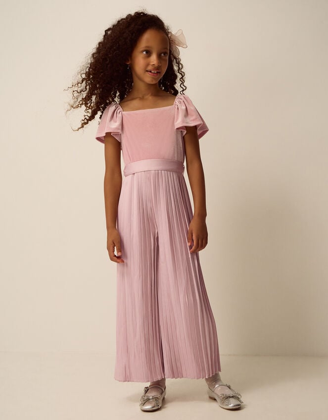 Quinn Velvet Pleated Jumpsuit, Pink (PINK), large