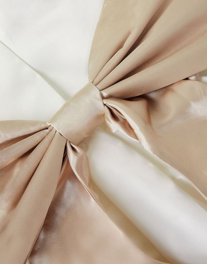 Angelica Satin Bow Duchess Dress, Ivory (IVORY), large