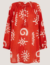 Mafalda Sun Print Mini Kaftan, Orange (ORANGE), large