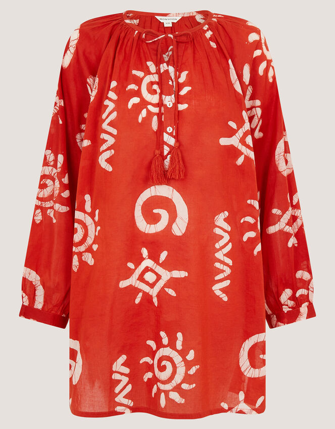 Mafalda Sun Print Mini Kaftan, Orange (ORANGE), large