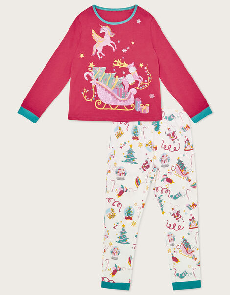 Christmas Glitter Sleigh Pyjama Set Red, Red (RED), large