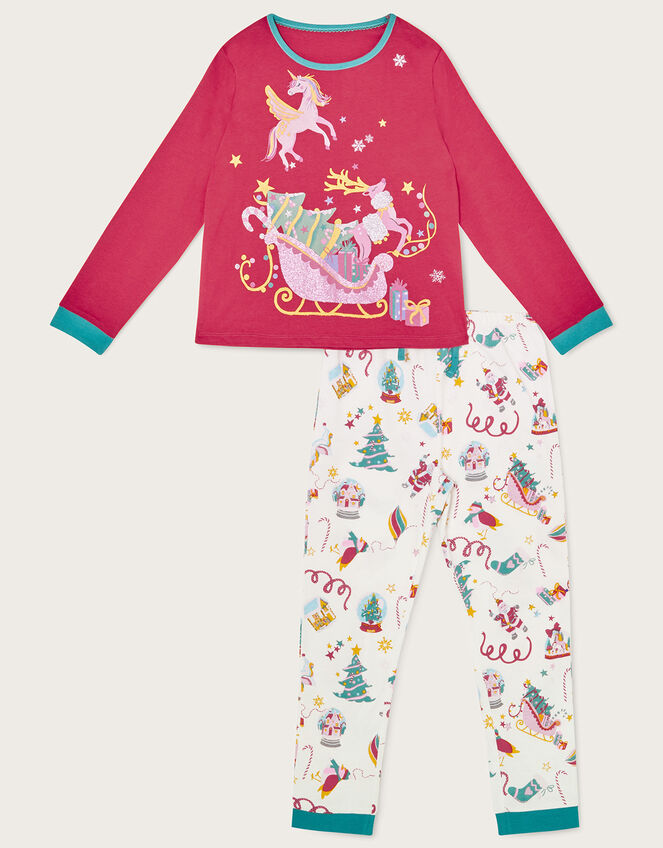 Christmas Glitter Sleigh Pyjama Set, Red (RED), large