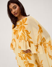 Joanna Ruffle Cape Chiffon Maxi Dress, Ivory (IVORY), large