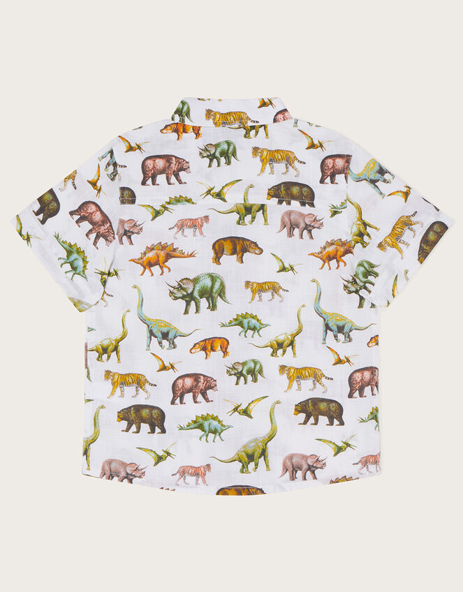 Safari Dinosaur Print Slub Shirt, Ivory (IVORY), large