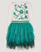 Floral Embellished Disco Dress, Green (GREEN), large