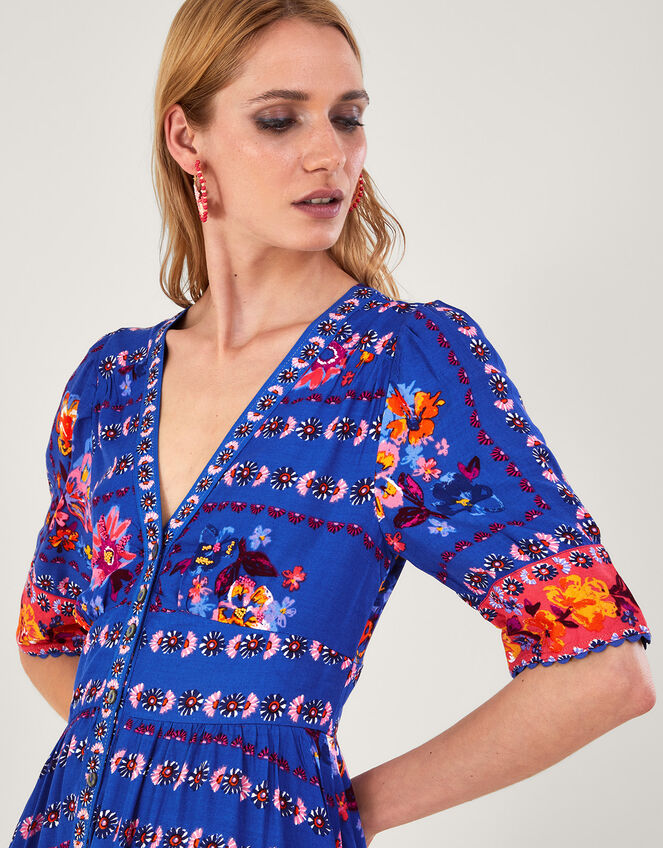 Scarf Print Dress in LENZING™ ECOVERO™, Blue (BLUE), large