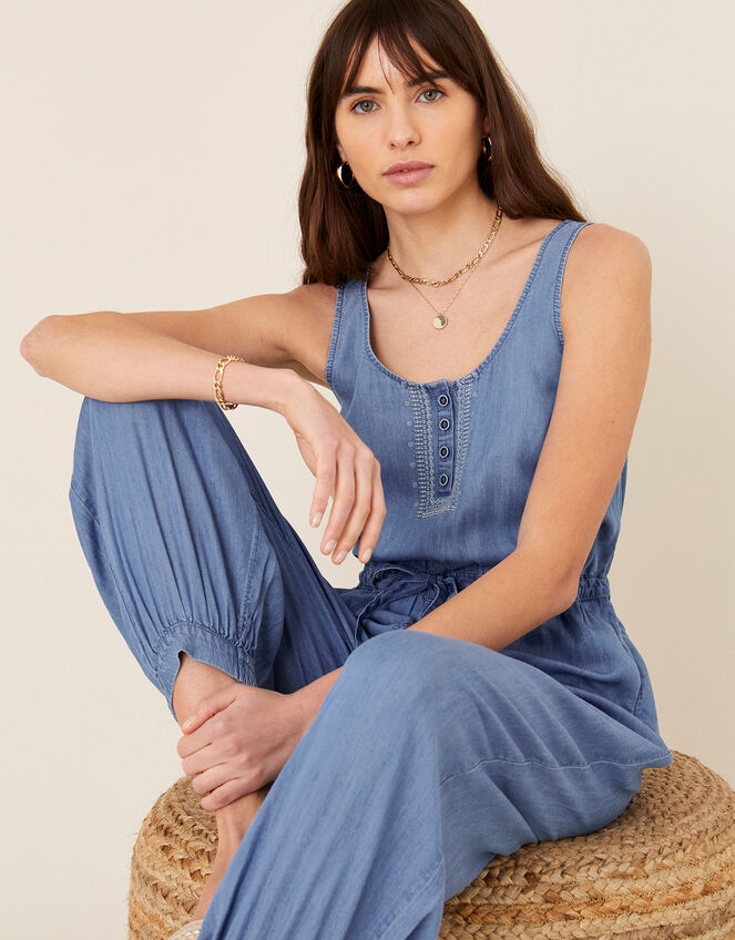 Beach Jumpsuit in LENZING™ TENCEL™, Blue (DENIM BLUE), large