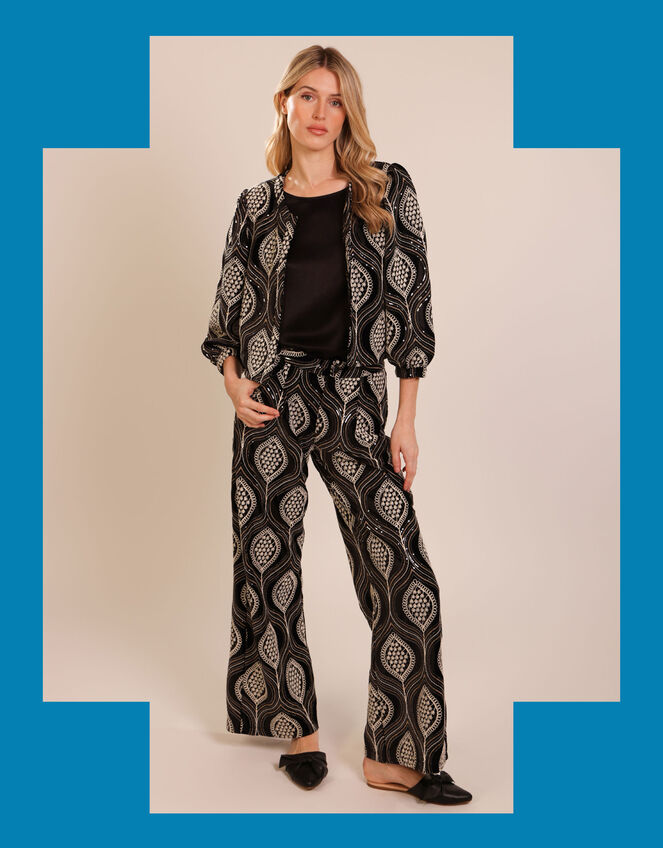 Traffic People Paddle Print Jacket, Black (BLACK), large