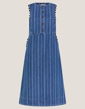 Ottilie Stripe Denim Midi Dress, Blue (DENIM BLUE), large