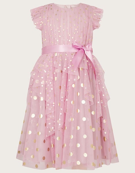 Stacie Ruffle Spot Dress Pink, Pink (PINK), large