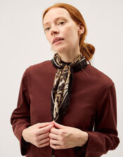 Kathie Silk Leopard Print Scarf, , large