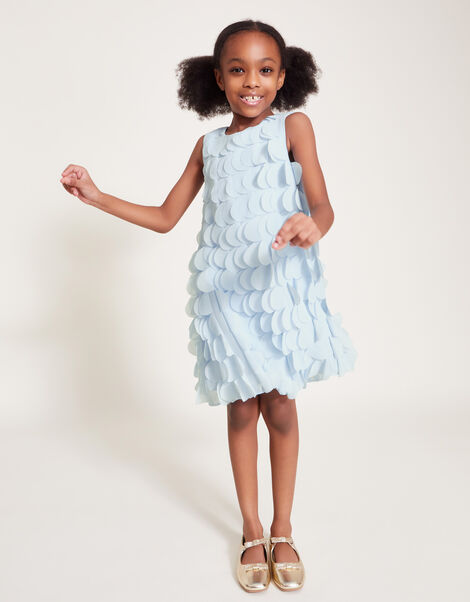 Jazzy Scallop Frill Shift Dress, Blue (BLUE), large