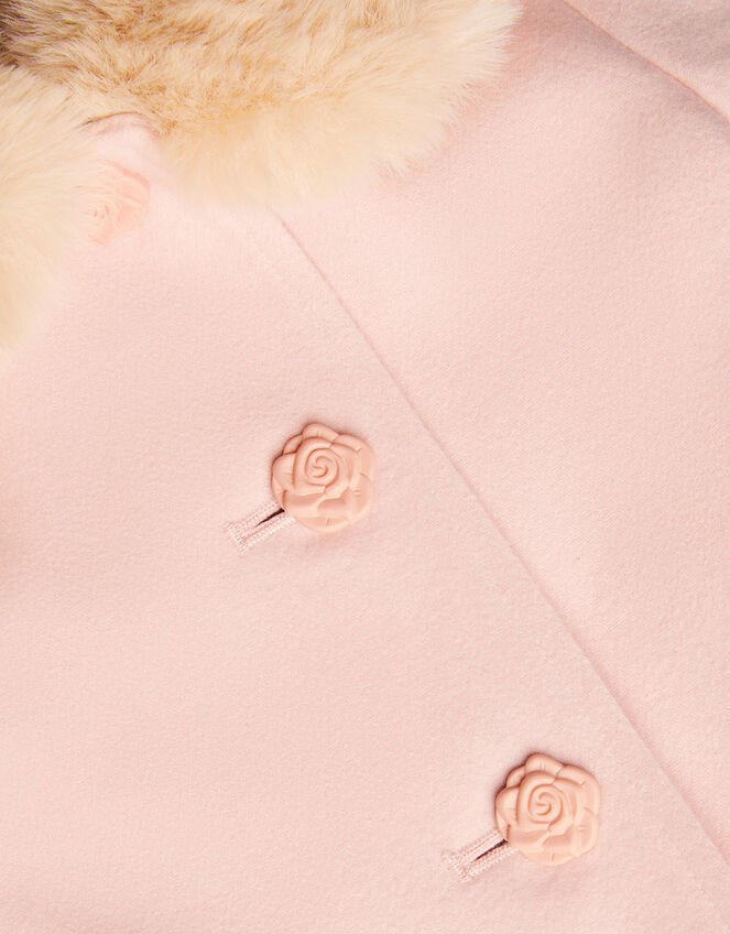 Baby Fur Trim Coat, Pink (PALE PINK), large