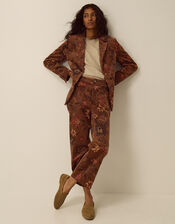 Princella Floral Corduroy Blazer, Brown (BROWN), large