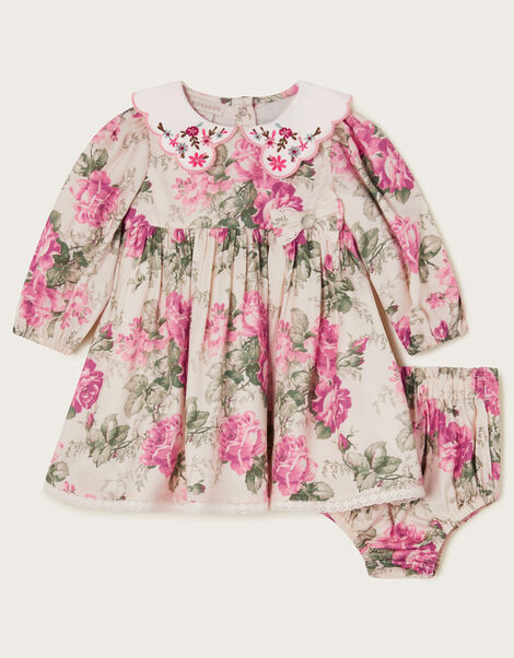 Newborn Betsy Floral Dress and Briefs Set, Ivory (IVORY), large