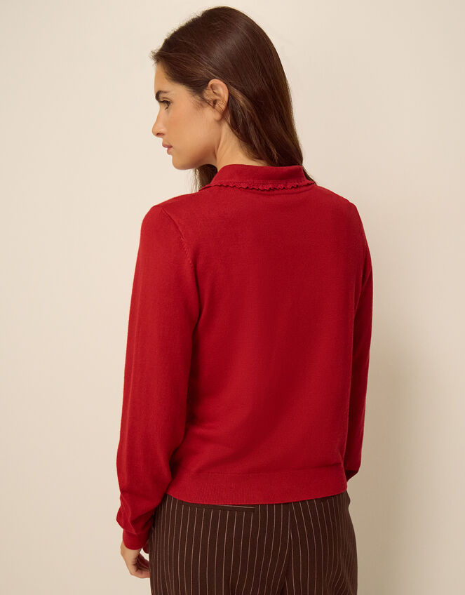 Carey Cable Knit Cardigan, Red (RED), large