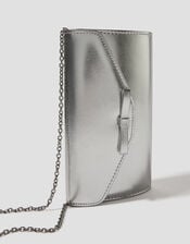 Selena Bow Metallic Clutch Bag, , large