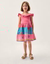 Shell Embroidered Colourblock Dress, Pink (PINK), large