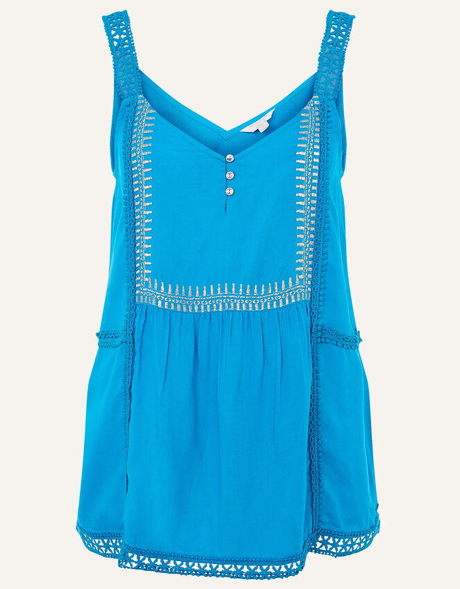 Embroidered Lace Cami, Teal (TEAL), large