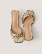 Gwen Knot Metallic Mules, Gold (GOLD), large
