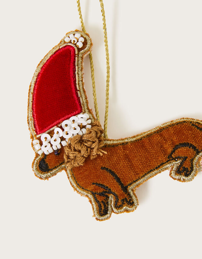 Christmas Sausage Dog Hanging Decoration, , large