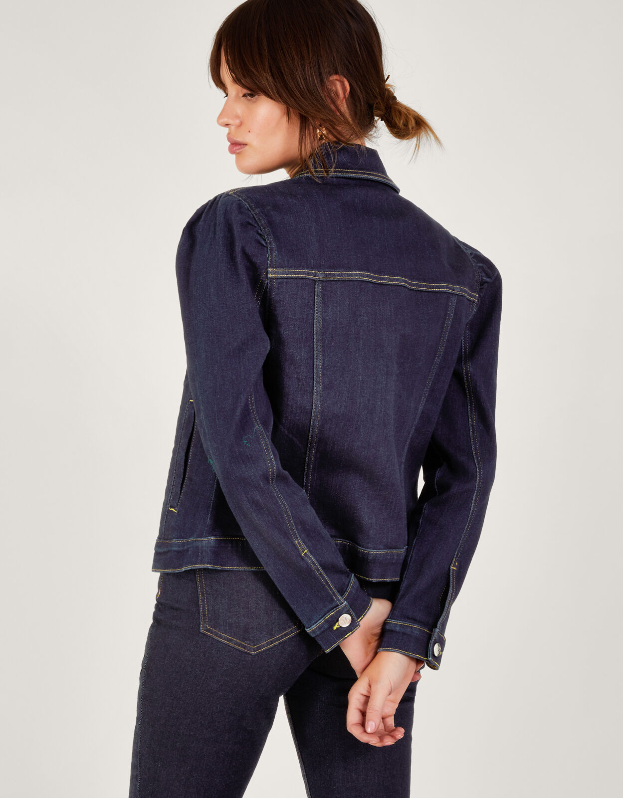 Dora Puff Sleeve Denim Jacket with Sustainable Cotton Blue