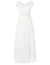 Laurie Lace and Tulle Bardot Bridal Dress, Ivory (IVORY), large