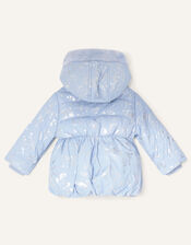 Baby Foil Unicorn Padded Coat, Blue (PALE BLUE), large