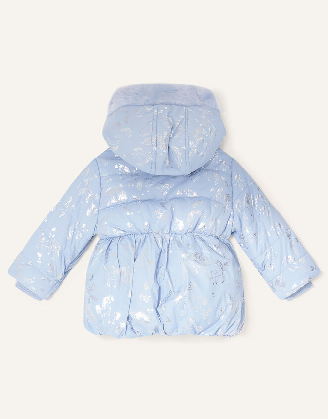 Baby Foil Unicorn Padded Coat, Blue (PALE BLUE), large