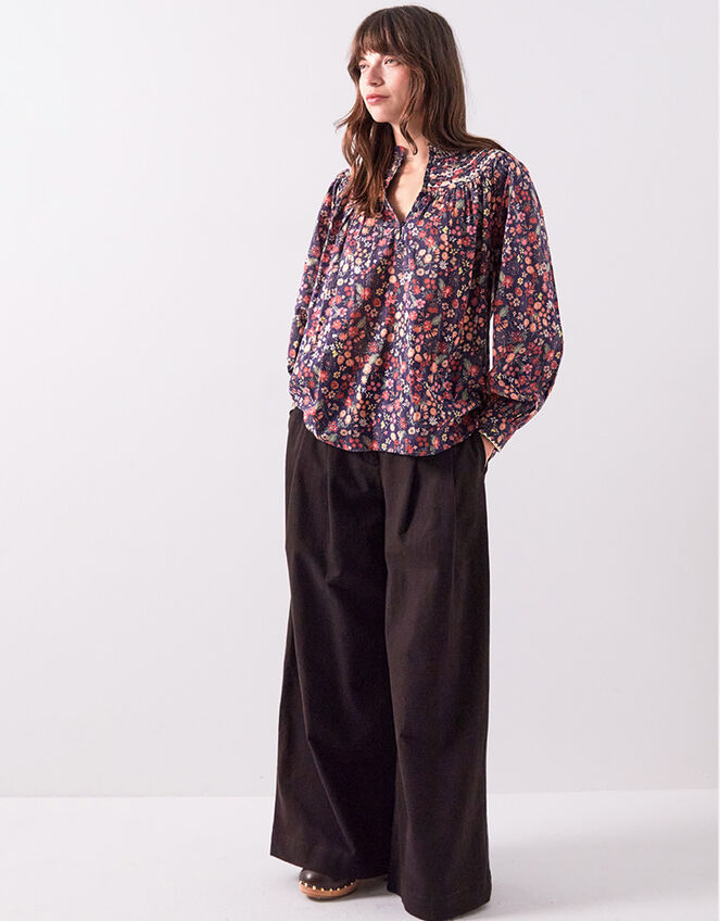 East Mariel Floral Print Cotton Blouse , Multi (MULTI), large