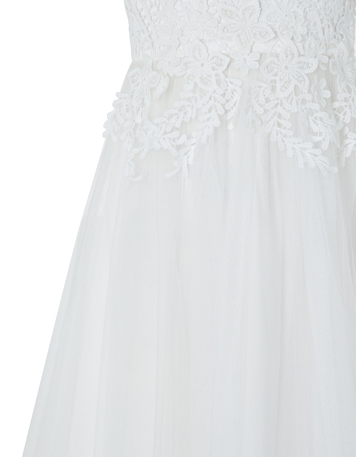 Milla Floral Crochet Lace Dress with Tulle Skirt Ivory