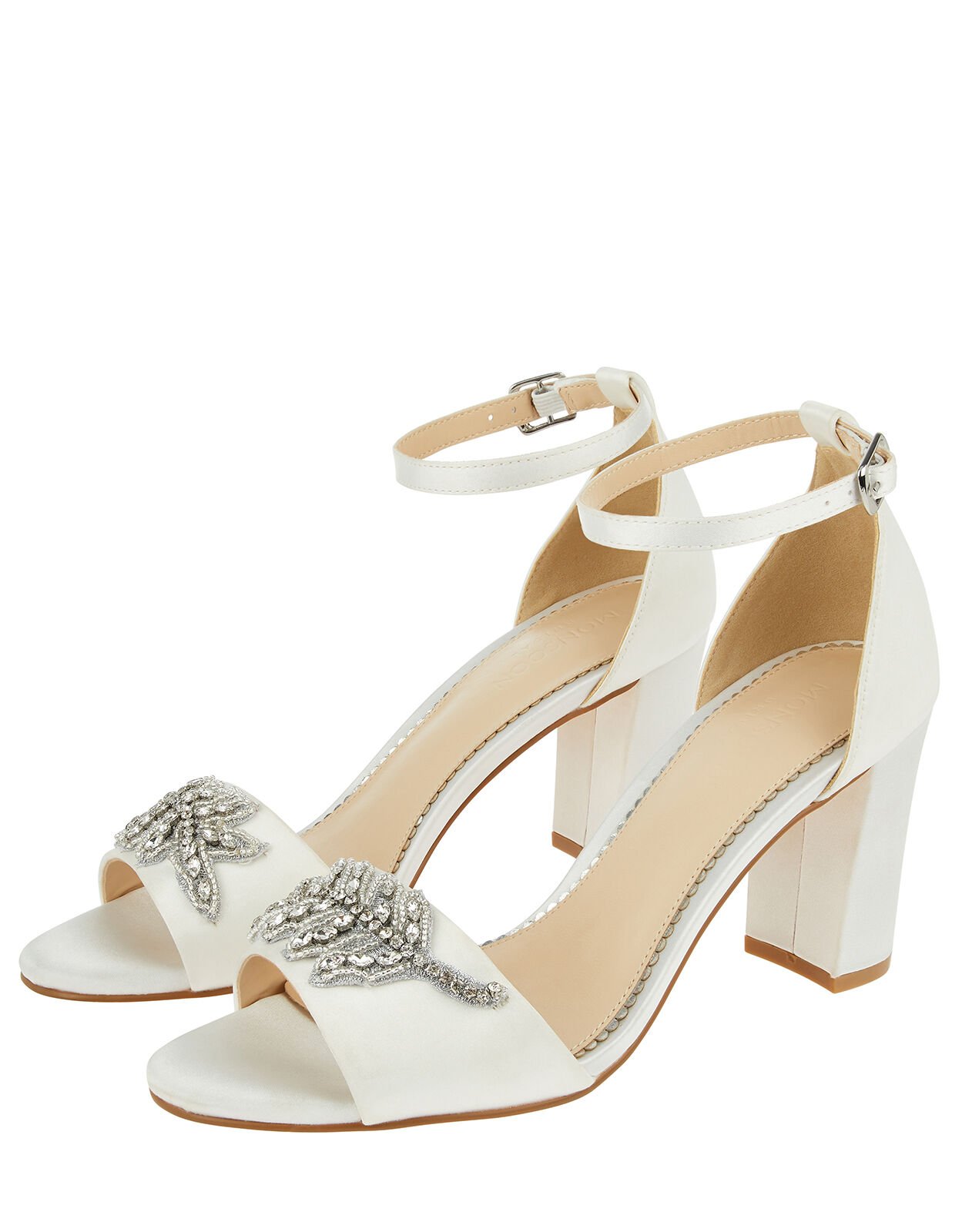 Florence Embellished Feather Bridal Sandals Ivory