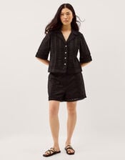 Irina Lace Trim Shorts, Black (BLACK), large