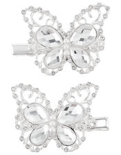 Darlia Gemstone and Diamanté Butterfly Hair Clips, , large