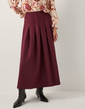 Dani Pleat Midi Skirt, Purple (AUBERGINE), large