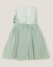 Baby Waterfall Bow Tulle Dress , Green (SAGE), large
