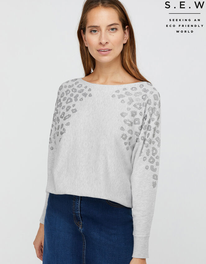 Hetty Hotfix Gem Jumper, Grey (GREY MARL), large