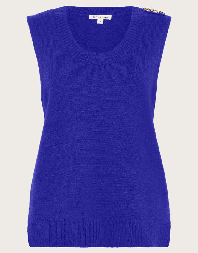 Nora Scoop Neck Knitted Vest, Blue (COBALT), large