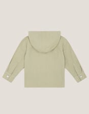 Hooded Twill Zip-Up Shacket, Natural (STONE), large